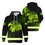 Hi Vis Hoodie Reflective Green Eagle Custom Safety Workwear For Patriotic, Worker, Operator, Trucker