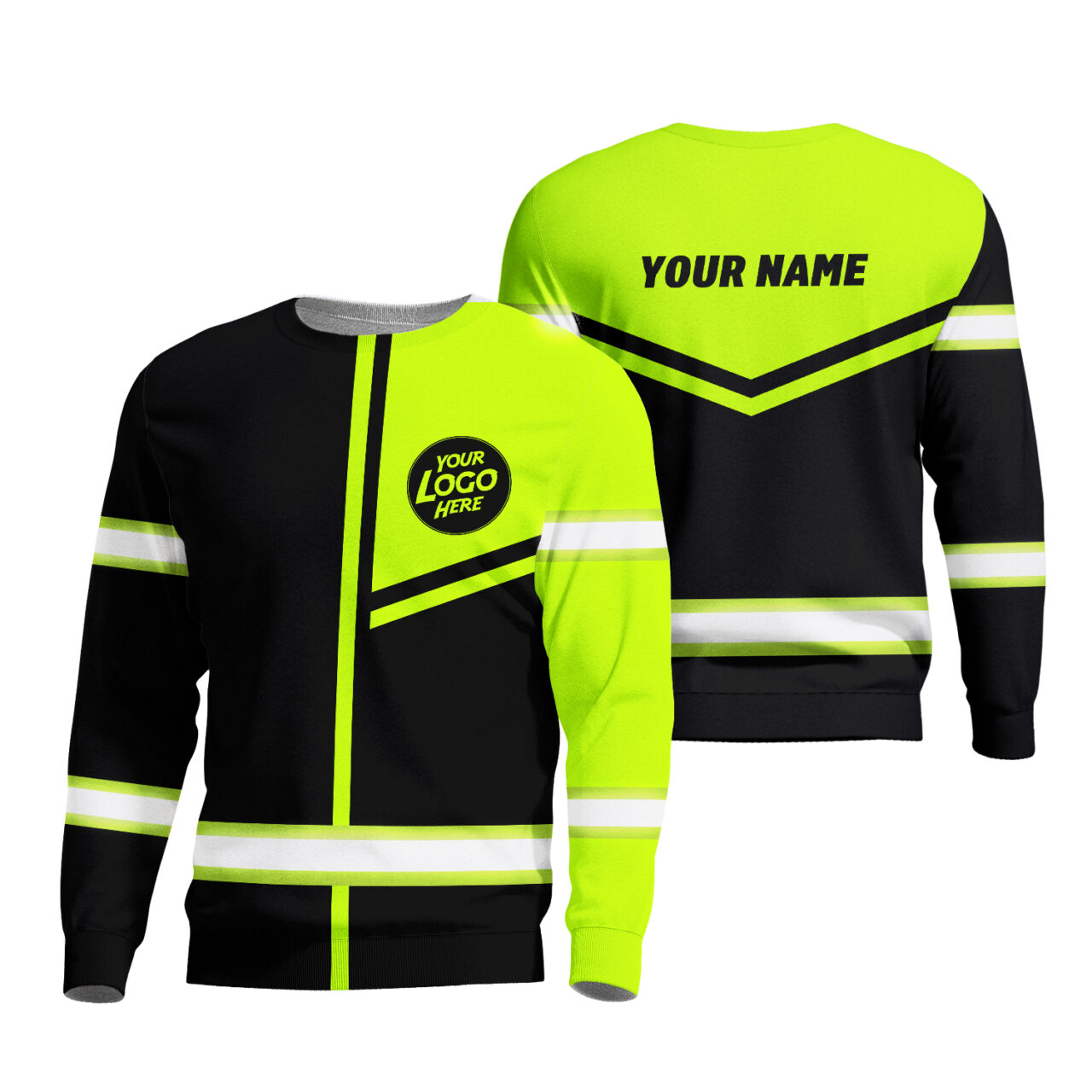 Hi Vis Long Sleeve Shirt Uniform Reflective Black Green Neon Custom ...
