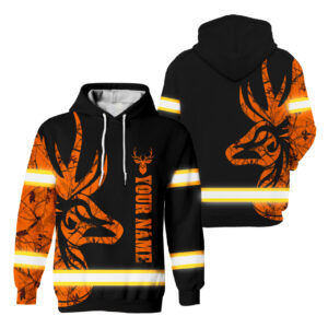 Hi Vis Hoodie Reflective Deer Hunting Orange Neon Custom Name Safety Workwear