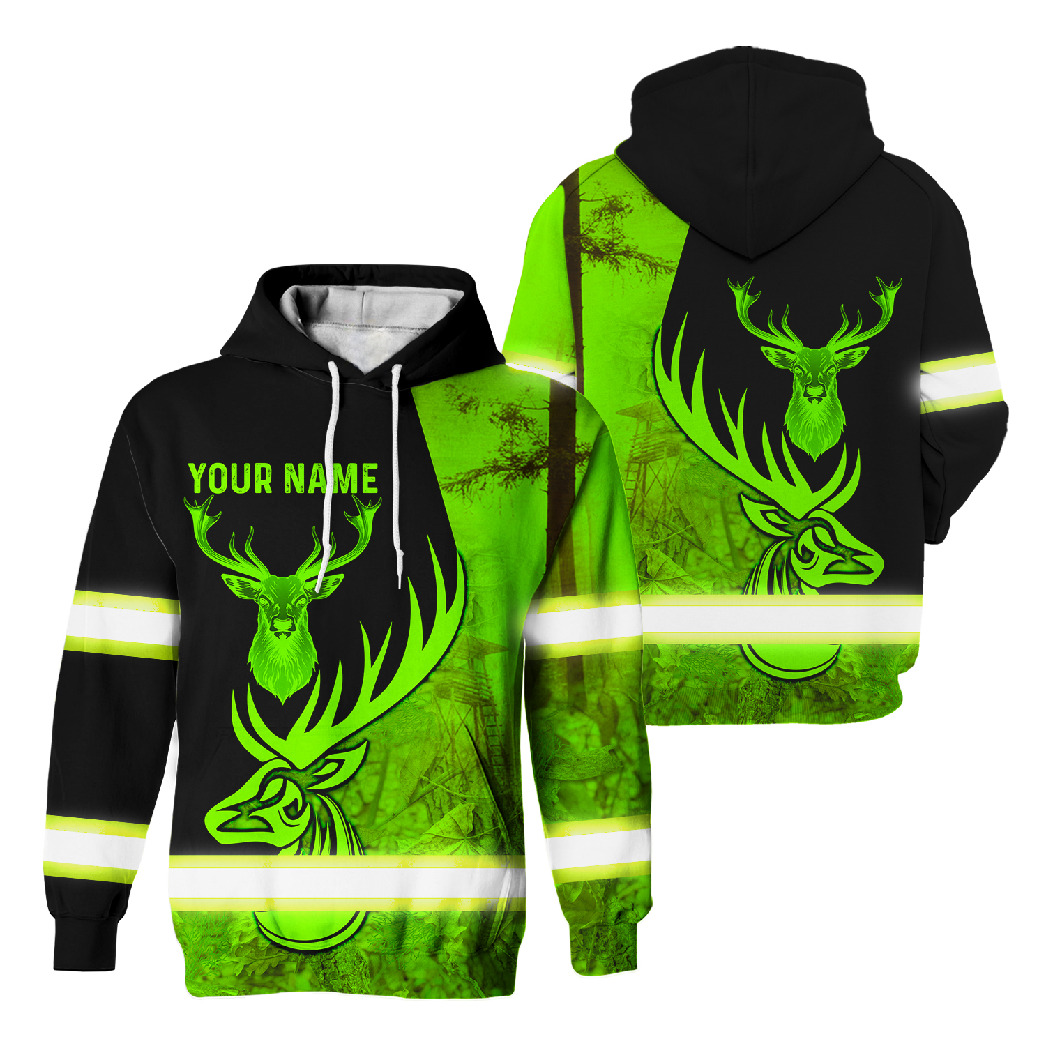 Hi Vis Hoodie Reflective Deer Hunting Custom Name Safety Workwear For