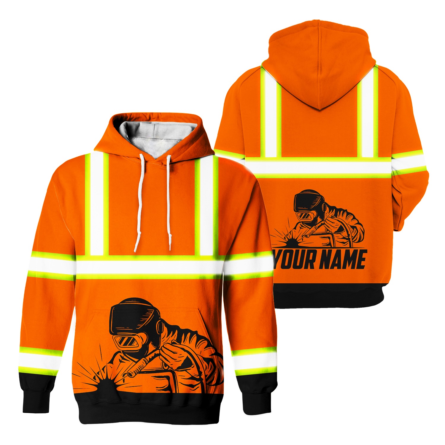 Custom Welder Name Reflective Hi Vis Hoodies - Safety Workwear for Welders