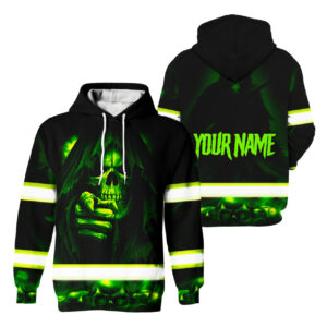 Hi Vis Hoodie Reflective Tapes Green Neon Reaper Custom Name Safety