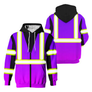 Reflective Hi Vis Hoodies - Violet Tape Safety Workwear Unisex