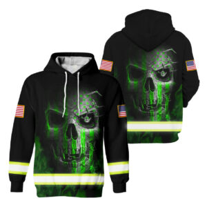 Hi Vis Hoodie Reflective Skull US Flag Safety Workwear