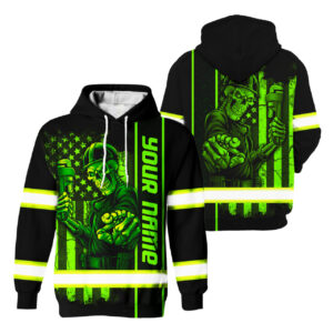 Custom US Flag Camo Reflective Hi Vis Hoodie - Safety Workwear