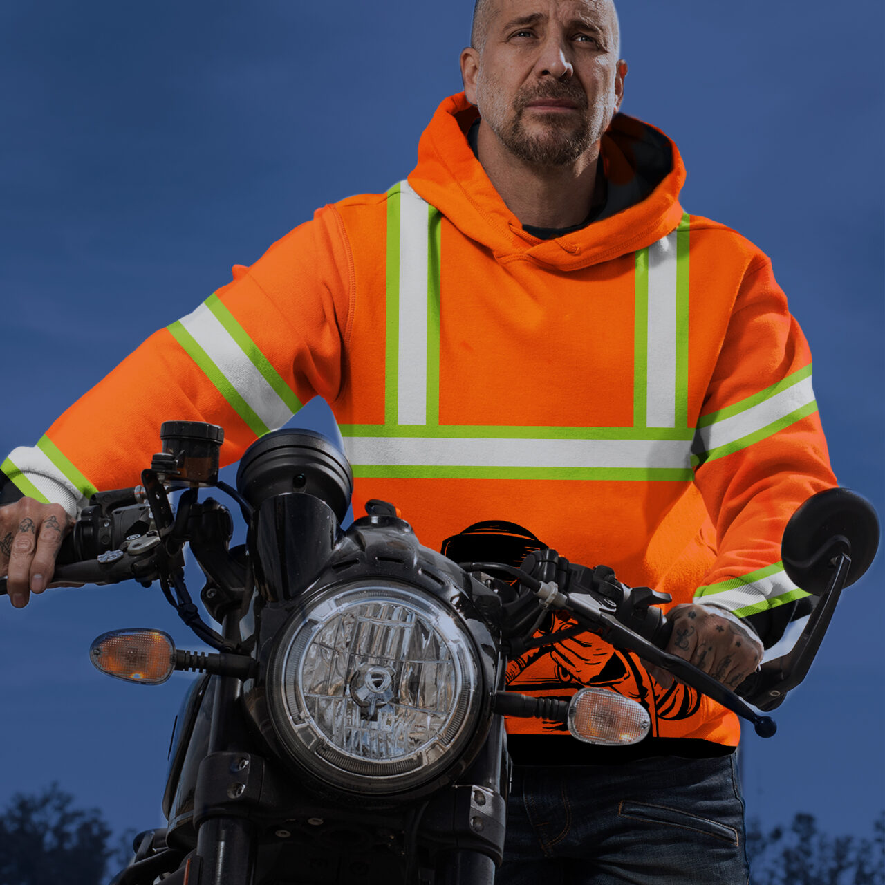 Hi viz orange motorcycle on sale jacket