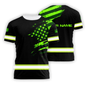 Hi Vis Shirt Reflective Tapes Black Scratch Flags Custom Name Safety Workwear