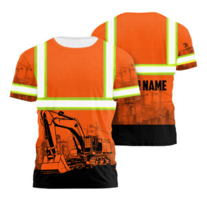 Hi Vis Shirt Reflective Tapes Orange Excavator Operator Custom Name Safety