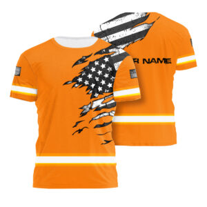 Hi Vis Shirt Reflective Tapes Orange Scratch Flags Custom Name Safety
