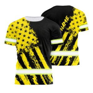 Custom High Vis Shirts Reflective Tapes Yellow Neon And Black US Flag