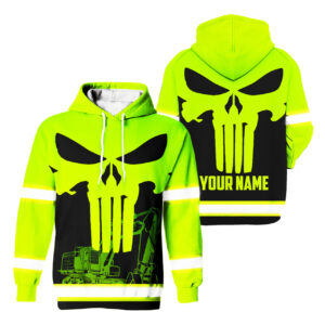 Hi Vis Hoodie Reflective Tapes Green Excavator Operator Custom Name
