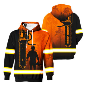Hi Vis Hoodie Reflective Tapes Orange Chainsaw Logger Custom Name Safety