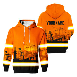 Hi Vis Hoodie Reflective Tapes Orange Ironworker Custom Name Safety