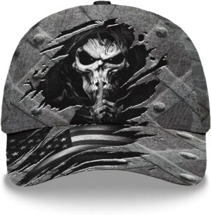 3D Printed Classic Cap Skull Death Crack Old Metal