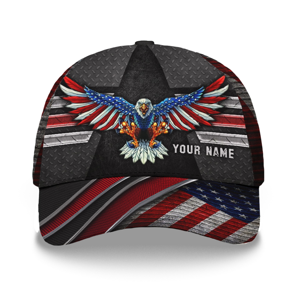 3D Printed American Flag Eagle Custom Name Cap