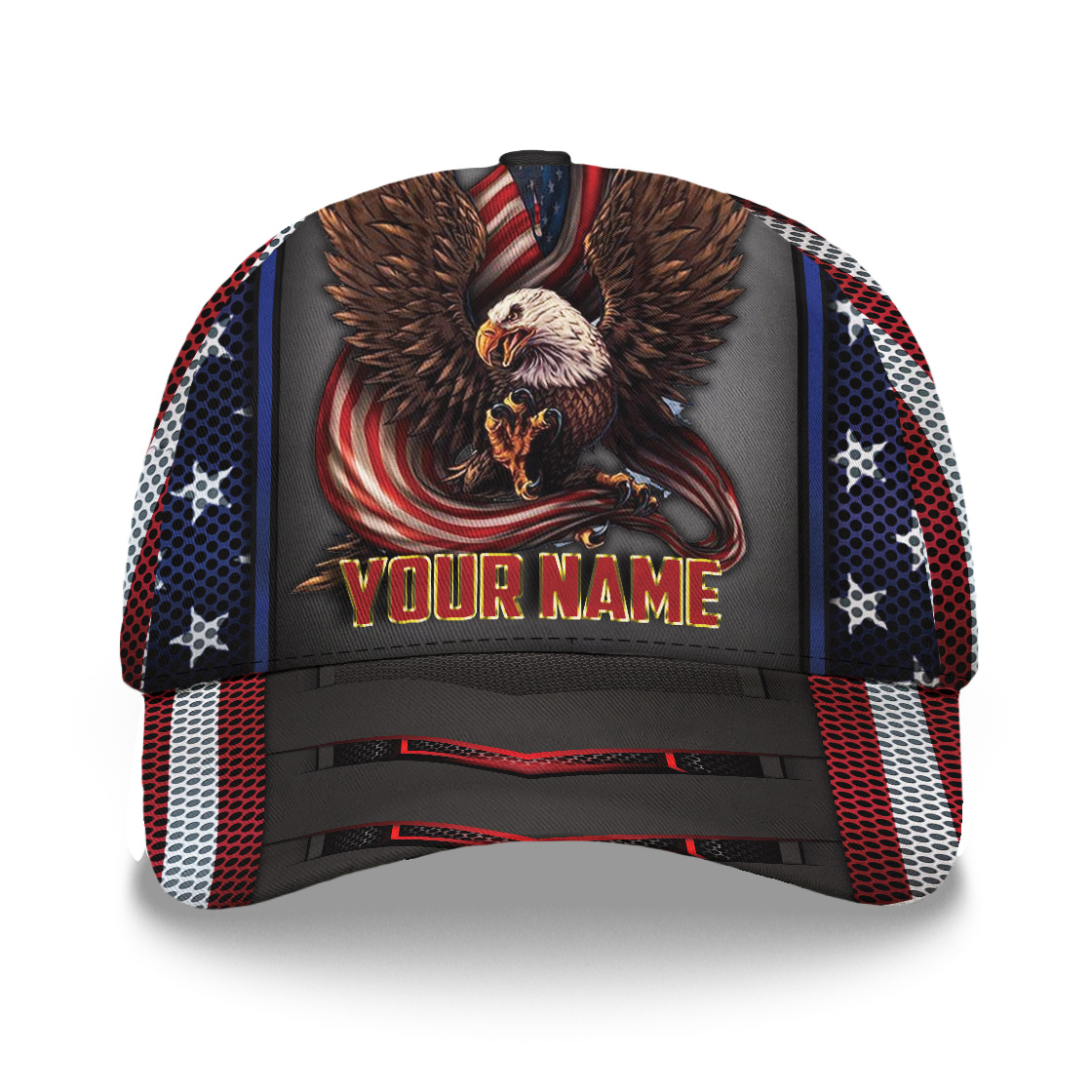 3D Printed Cap Bald Eagle Patriotic Hat Custom Name