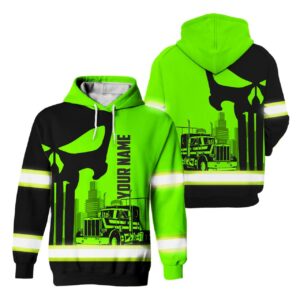 Hi Vis Hoodie Reflective Tapes Lime Semi Truck Driver Custom Name Safety