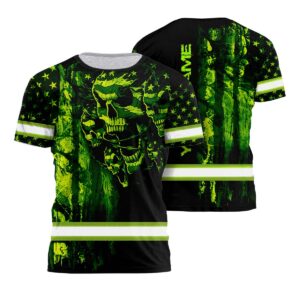 Hi Vis Shirt Reflective Tapes American Flag Green Neon Skull Custom Name