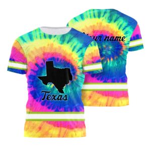 Hi Vis Shirt Reflective Tapes Rainbow Tie Dye Custom State And Name