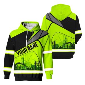 Hi Vis Hoodie Reflective Tapes Job Green Neon Construction Site