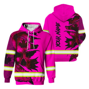 Hi Vis Hoodie Reflective Tapes Pink Neon Skull Canada