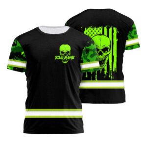Hi Vis Shirt Reflective Camo Skull US Flag Custom Name Safety Workwear