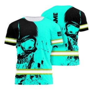 Hi Vis Shirt Reflective Tapes Mint Neon US Flag Skull Custom Name