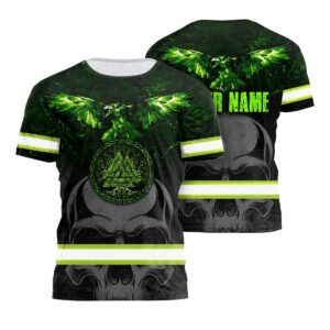 Hi Vis Shirt Reflective Viking Skull Raven Symbol US Flag Custom Name