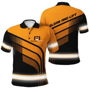 Hi Vis Polo Shirt Black Orange Gleam and Lift