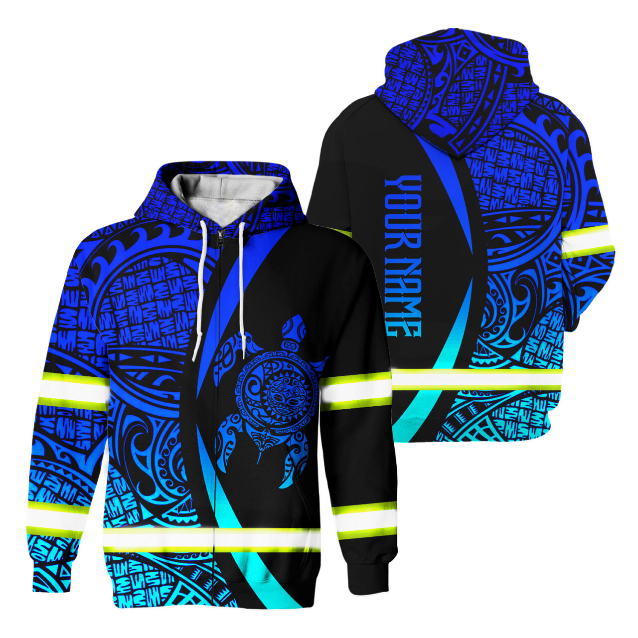 Hi Vis Hoodie Reflective Tapes Orange Skull US Flag Safety Workwear