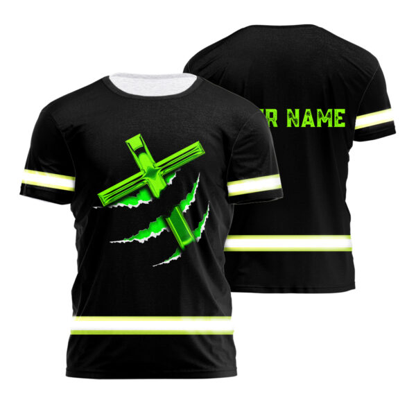 Hi Vis Shirt Reflective Jesus 1 Custom Name Safety Workwear For Truckers, Workers, Operator, Cyclists, Patriotic