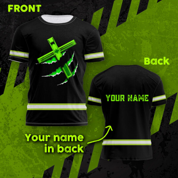 Hi Vis Shirt Reflective Jesus 1 Custom Name Safety Workwear For Truckers, Workers, Operator, Cyclists, Patriotic - Image 2