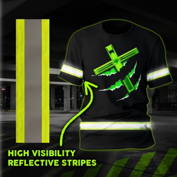 Hi Vis Shirt Reflective Jesus 1 Custom Name Safety Workwear For Truckers, Workers, Operator, Cyclists, Patriotic - Image 3