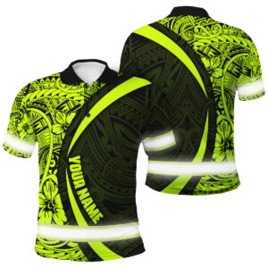 Hi Vis Polo Shirt Tapes Hawaiian Polynesian Tribal Custom Name Safety Workwear