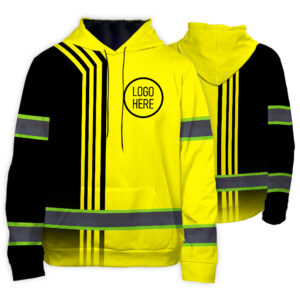 Hi Vis Hoodie Reflective Tapes Uniform Yellow Neon Custom Name And Logo Safety Workwear For Workers, Teams, Group, Company